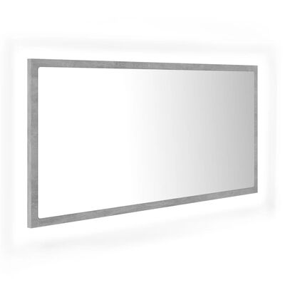 vidaXL badeværelsesspejl med LED-lys 90x8,5x37 cm akryl betongrå