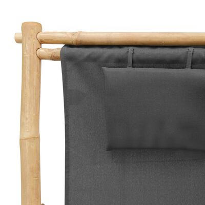 vidaXL strandstol bambus og kanvas mørkegrå