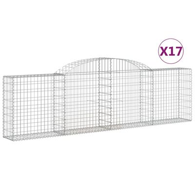 vidaXL buede gabionkurve 17 stk. 300x30x80/100 cm galvaniseret jern