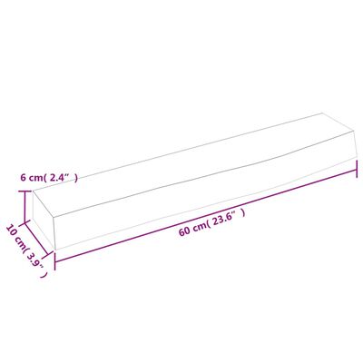 vidaXL væghylde 60x10x6 cm behandlet massivt egetræ mørkebrun