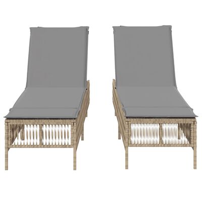 vidaXL liggestole 2 stk. med hynder polyrattan beige