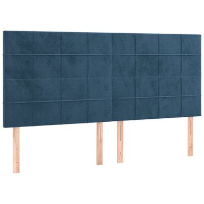 vidaXL sengegavl med LED-lys 160x5x118/128 cm fløjl mørkeblå