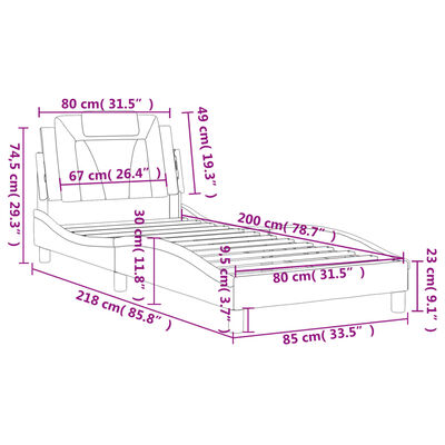 vidaXL sengeramme med sengegavl 80x200 cm kunstlæder sort og hvid