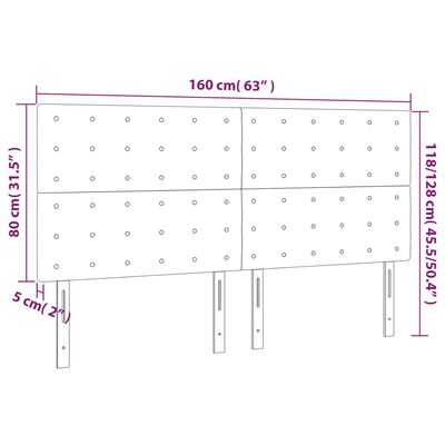 vidaXL sengegavl med LED-lys 160x5x118/128 cm fløjl sort