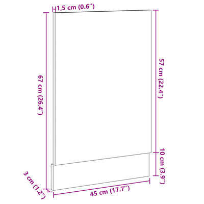 vidaXL låge til opvaskemaskine 45x3x67 cm konstrueret træ sonoma-eg