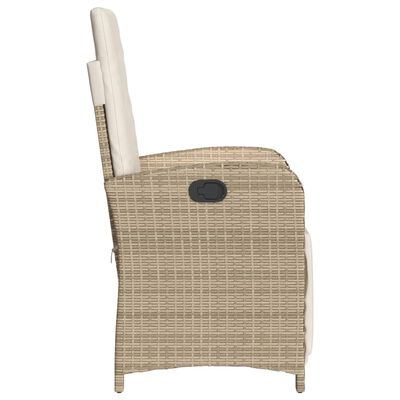 vidaXL havestole 2 stk. med lænefunktion og fodstøtte polyrattan beige