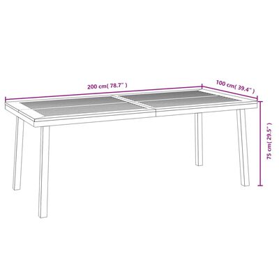 vidaXL havebord 200x100x75 cm massivt akacietræ