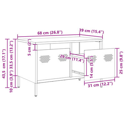 vidaXL tv-bord 68x39x43,5 cm koldvalset stål antracitgrå