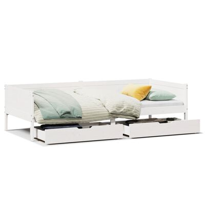 vidaXL daybed med skuffer 90x190 cm massivt fyrretræ hvid