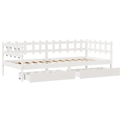 vidaXL daybed med skuffer 90x200 cm massivt fyrretræ hvid