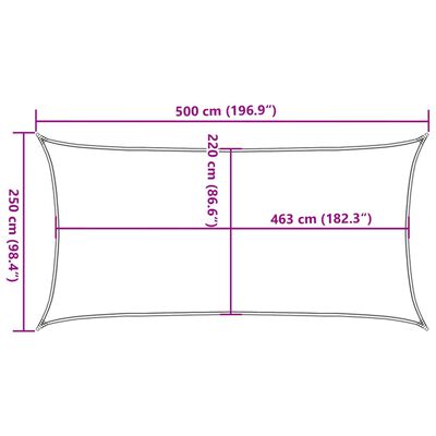 vidaXL solsejl 5x2,5 m 100 % polyesterstof sandfarvet