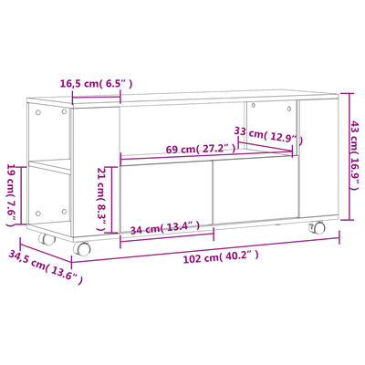 vidaXL tv-bord 102x34,5x43 cm konstrueret træ brun egetræsfarve