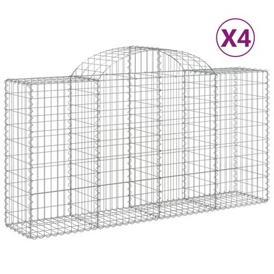 vidaXL buede gabionkurve 4 stk. 200x50x100/120 cm galvaniseret jern