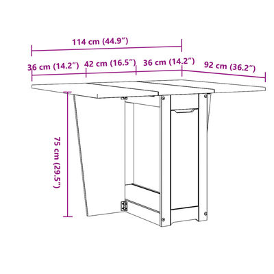 vidaXL spisebord Corona foldbart massivt fyrretræ gyldenbrun