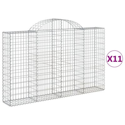 vidaXL buede gabionkurve 11 stk. 200x30x120/140 cm galvaniseret jern