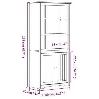 vidaXL bogreol BODO 82x40x173 cm massivt fyrretræ grå