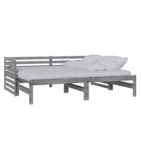 vidaXL daybed med udtræk 2x(90x200) cm massivt fyrretræ grå