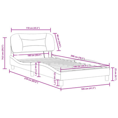 vidaXL sengeramme med LED-lys 100x200 cm kunstlæder sort og hvid