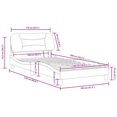 vidaXL sengeramme med LED-lys 100x200 cm kunstlæder cappuccinofarvet