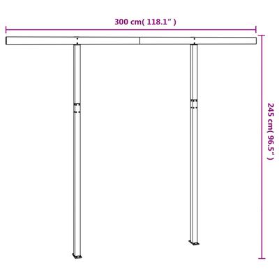 vidaXL markisestolpesæt 300x245 cm jern hvid