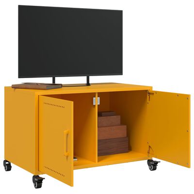 vidaXL tv-bord 68x39x43,5 cm koldvalset stål sennepsgul