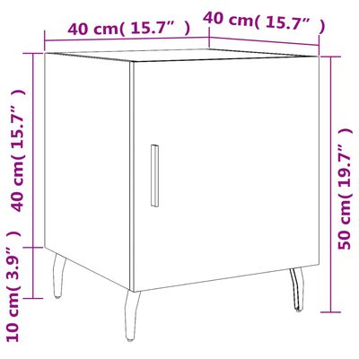 vidaXL sengeborde 2 stk. 40x40x50 cm konstrueret træ sort