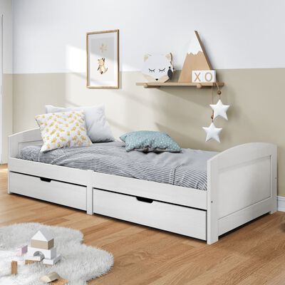 vidaXL daybed med to skuffer IRUN hvid 90x200 cm massivt fyrretræ