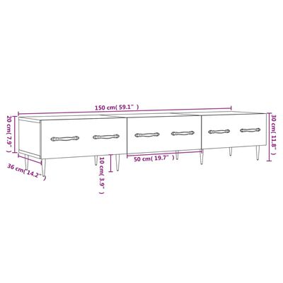 vidaXL tv-bord 150x36x30 cm konstrueret træ hvid højglans