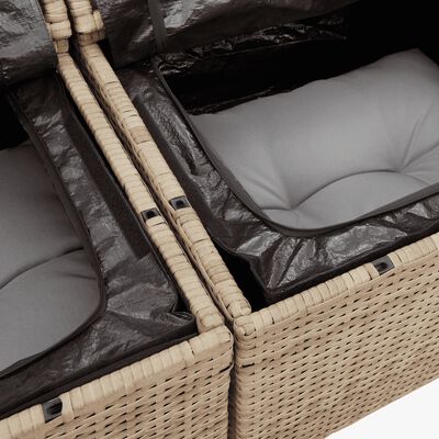 vidaXL havesofasæt 10 dele med hynder polyrattan beige