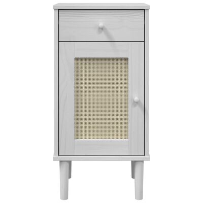 vidaXL sengebord SENJA rattanlook 40x35x80 cm massivt fyrretræ hvid