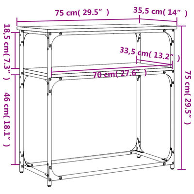 vidaXL konsolbord 75x35,5x75 cm konstrueret træ brun egetræsfarve