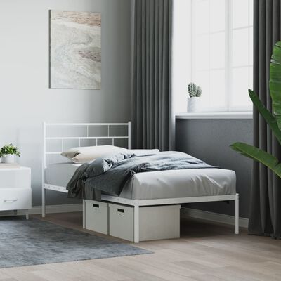 vidaXL sengeramme med sengegavl 90x190 cm metal hvid