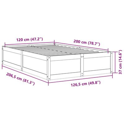 vidaXL sengeramme uden madras 120x200 cm massivt fyrretræ