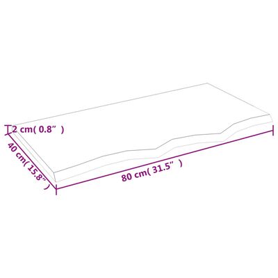 vidaXL væghylde 80x40x2 cm behandlet massivt egetræ lysebrun