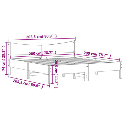 vidaXL sengeramme uden madras 200x200 cm massivt fyrretræ gyldenbrun