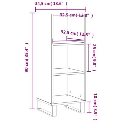 vidaXL skænk 34,5x32,5x90 cm konstrueret træ hvid