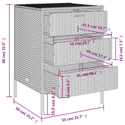 vidaXL opbevaringsskab til haven 55x59x80 cm polyrattan grå