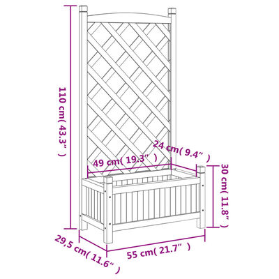 vidaXL plantekasse med espalier massivt grantræ brun