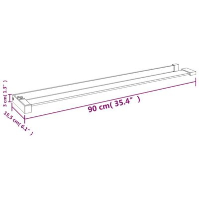 vidaXL brusehylde til brusevæg 90 cm aluminium sort