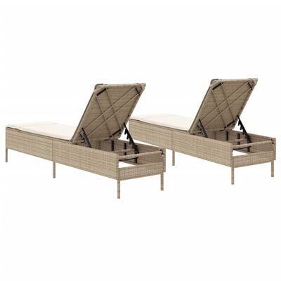 vidaXL liggestole 2 stk. med hynder polyrattan beige