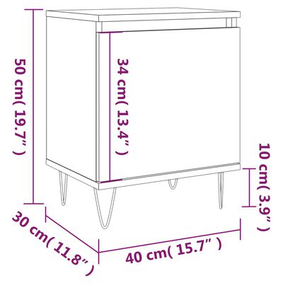 vidaXL sengebord 40x30x50 cm konstrueret træ hvid