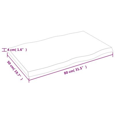 vidaXL bordplade 80x50x(2-4)cm naturlig kant ubehandlet massivt træ