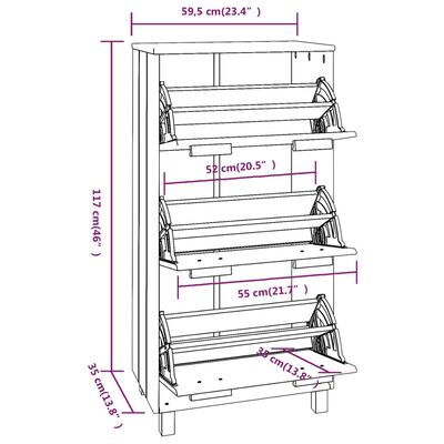 vidaXL skoskab HAMAR 59,5x35x117 cm massivt fyrretræ mørkegrå