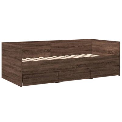 vidaXL daybed med skuffer uden madras 75x190 cm brunt eg