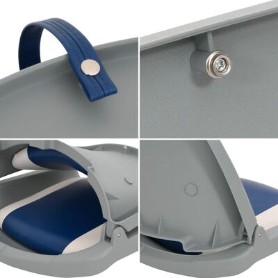 vidaXL foldbart bådsæde 2 dele med pude blå og hvid