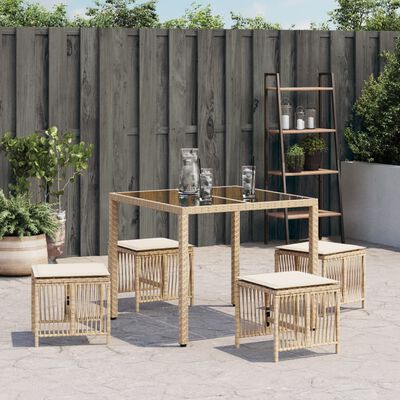 vidaXL haveskamler 4 stk. med hynder 41x41x36 cm polyrattan beige