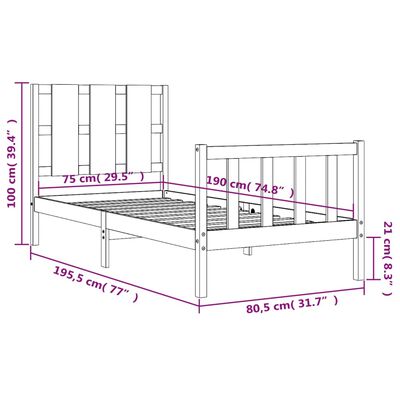 vidaXL sengeramme med sengegavl Small Single massivt træ