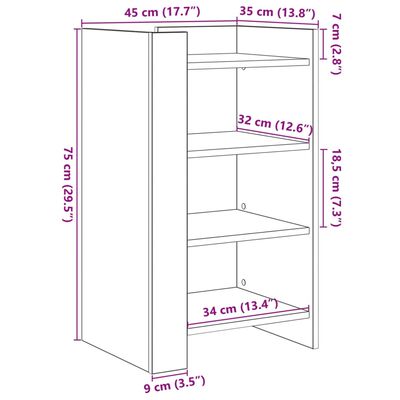 vidaXL skænk 45x35x75 cm konstrueret træ sonoma-eg