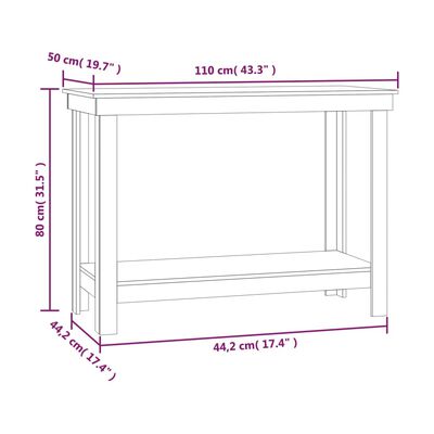 vidaXL arbejdsbord 110x50x80 cm massivt fyrretræ