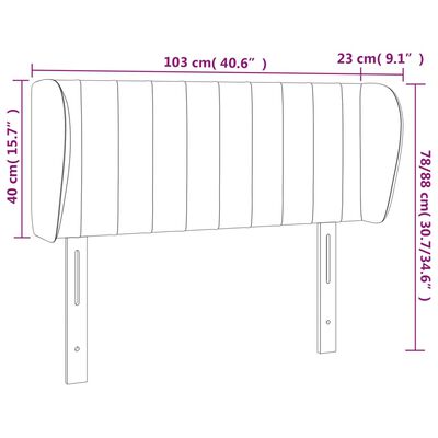 vidaXL sengegavl med kanter 103x23x78/88 cm stof sort